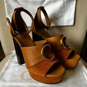Chloe C logo Chunky Platform Heels